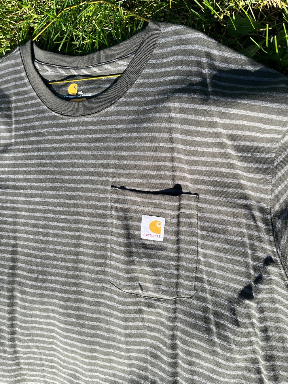 Carhartt Striped Gray Pocket Tee 3XL